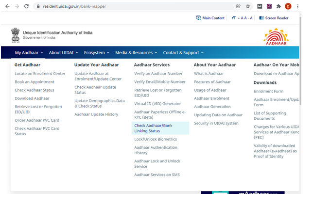 Check aadhar status npci, NPCI Aadhar link bank account